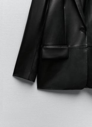 Zara блейзер из искусственной кожи, кожаный пиджак, жакет из экокожи6 фото