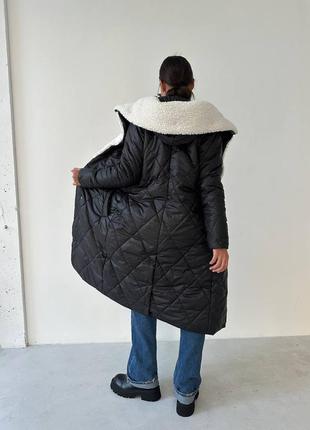 Пальто с капюшоном 
зима  # 45❄️
( декоровано штучним хутром )9 фото