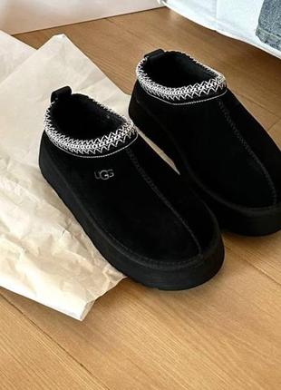 Ugg tasman slippers platform black2 фото