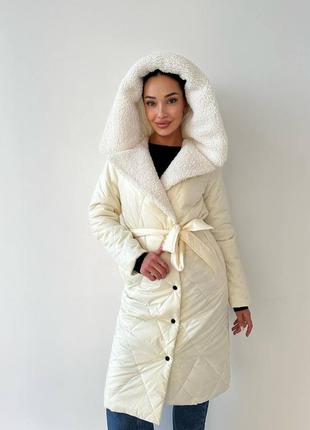 Пальто с капюшоном 
зима  # 45❄️
( декоровано штучним хутром )4 фото