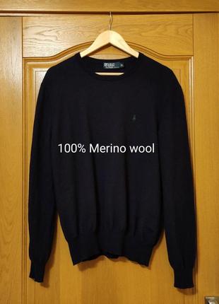 Мужской джемпер из шерсти 100% merino wool, шерстяной свитер