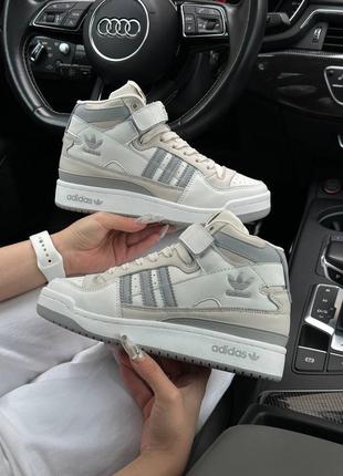 Женские кроссовки adidas forum 84 mid milk gray1 фото