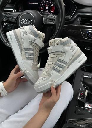 Женские кроссовки adidas forum 84 mid milk gray2 фото