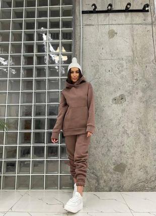 Жіночий повсякденний спортивний теплий костюм з тринитки на флісі оверсайз