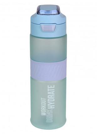 Бутылка для воды пластиковая голубая 850мл, спортивная бутылка в школу топ2 фото