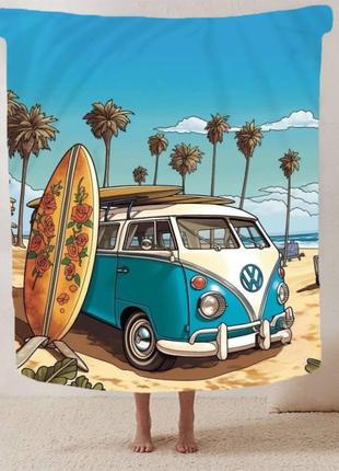 Плед пляжные мечты качественное покрывало с 3d рисунком размер 80х100