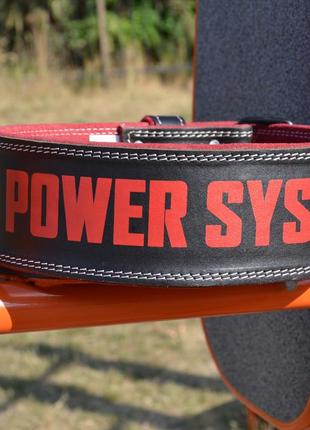 Пояс для тяжелой атлетики спортивный атлетический тренировочный power system ps-3830 кожаный black/red xl3 фото