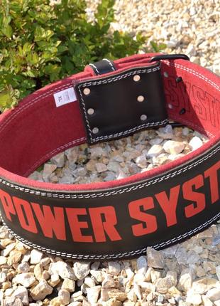 Пояс для тяжелой атлетики спортивный атлетический тренировочный power system ps-3830 кожаный black/red xl2 фото