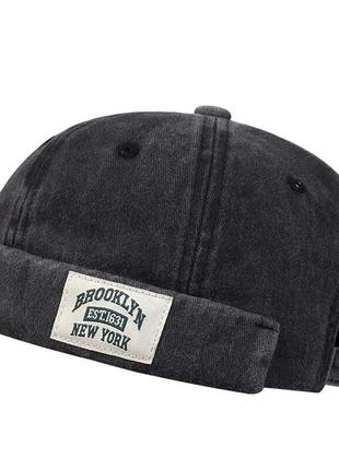 Коротка шапка міні біні, докер  brooklyn  сірий 56-60р (2131)