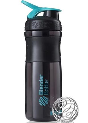 Шейкер спортивный для воды спортивная бутылка для спортсменов blenderbottle sportmixer 28oz/820ml black/teal