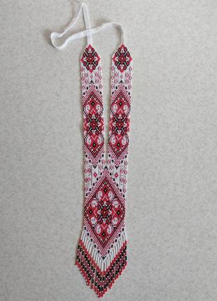 Красный гердан из чешского бисера ручная работа украшения аксессуары3 фото