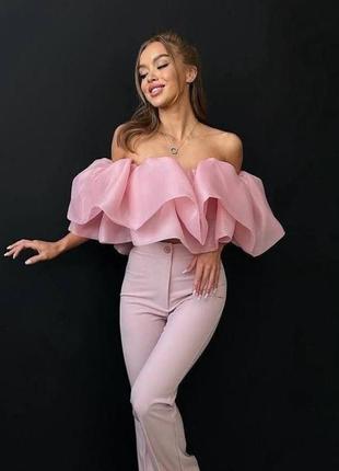 Шикарный вечерний топ из органзы и софта