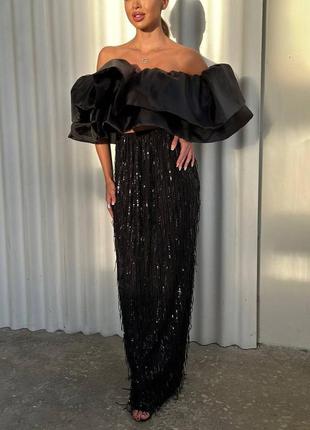 Шикарный вечерний топ из органзы и софта