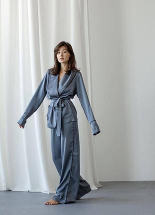 Estelle 30037 домашній костюм для жінок у піжамному стилі вільний крій сірий8 фото