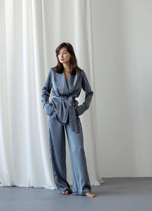Estelle 30037 домашній костюм для жінок у піжамному стилі вільний крій сірий9 фото