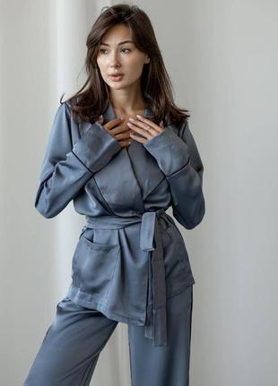 Estelle 30037 домашній костюм для жінок у піжамному стилі вільний крій сірий10 фото