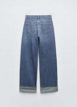 Zara джинсы high-rise, прямые брюки, длинные брюки7 фото