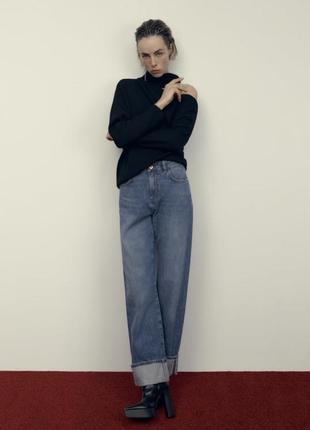 Zara джинсы high-rise, прямые брюки, длинные брюки