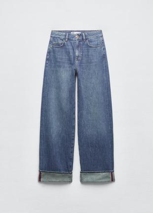 Zara джинсы high-rise, прямые брюки, длинные брюки6 фото
