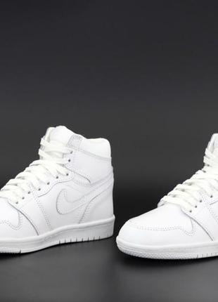 Зимние мужские кроссовки nike air jordan 1 winter white (мех) 41-42-43-445 фото