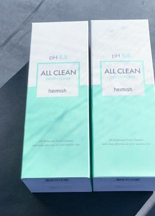 Очищающая пенка для лица heimish all clean green foam ph 5.5 150 мл