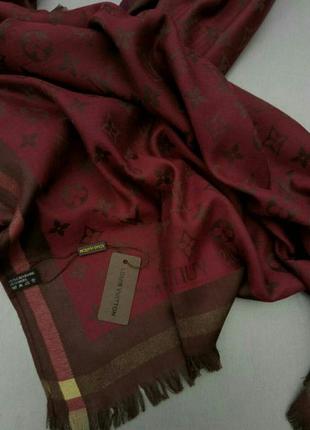 Louis vuitton кашеміровий шарф жіночий бордовий2 фото
