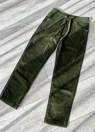 Оливковые вельветовые брюки для парня 4-5р танки для мальчика вельвет хаки брючины для мальчика 4-5р