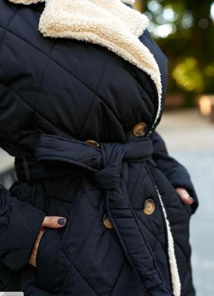 Модное теплое плащ пальто на меху2 фото