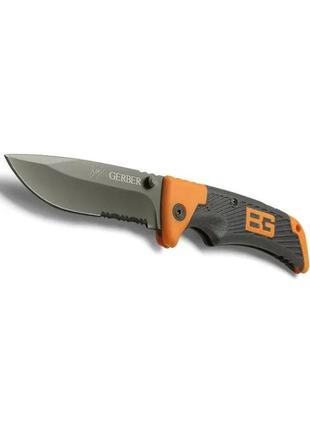 Складной нож тактический gerber нож охотничий туристический серо-оранжевый с cеррейтором1 фото
