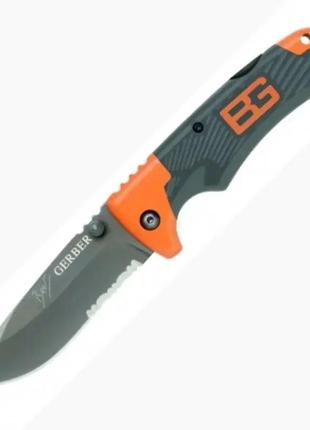 Складной нож тактический gerber нож охотничий туристический серо-оранжевый с cеррейтором2 фото