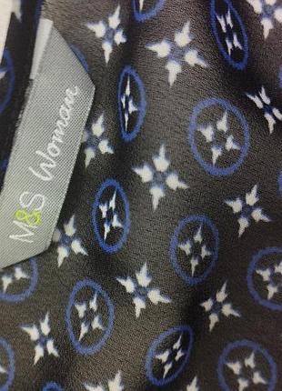 Блузка принт синій білий на зав'язках marks&spencer4 фото