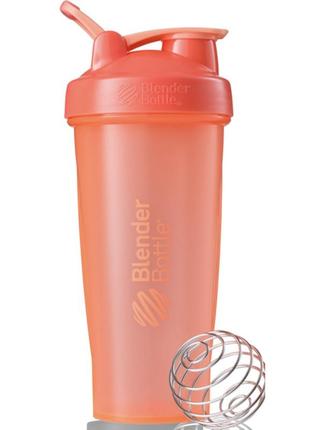 Шейкер спортивный с пружиной для спортивного питания blenderbottle classic loop 28oz/820ml coral va-33