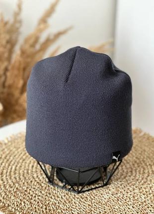 Шапка puma вязаная шерсть классическая гладкая