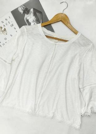 Блузка белая котон кофта расклешеные рукава h&m5 фото