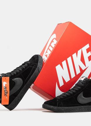 Зимові чоловічі кросівки nike blazer high black fur хутро