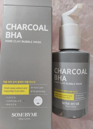 Some by mi - очищающая маска с глиной и углем - charcoal bha pore clay bubble mask - 120g1 фото