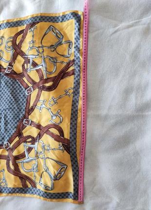 Шелковый платок с принтом в узоре шарф желто-серый3 фото
