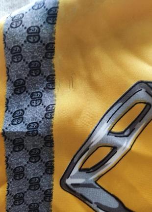 Шелковый платок с принтом в узоре шарф желто-серый4 фото