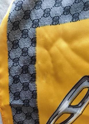 Шелковый платок с принтом в узоре шарф желто-серый6 фото