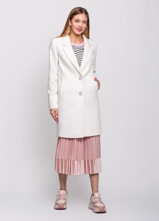 Женское весенее классическое белое пальто демисезон
