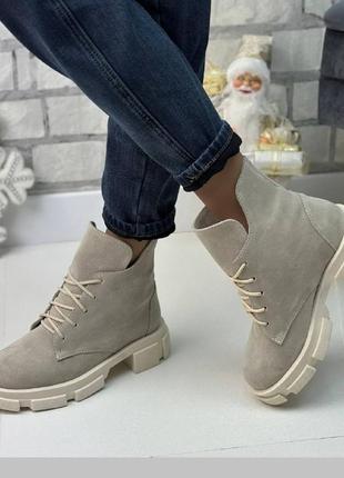 Зимові черевики шкіряні, набивна вовна, жіночі ботінки багато кольорів розмір 36-41