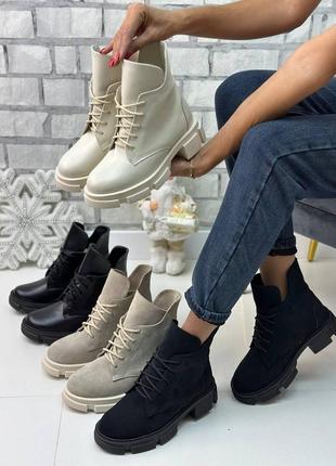 Зимові черевики шкіряні, набивна вовна, жіночі ботінки багато кольорів розмір 36-41