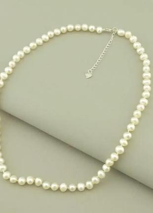 Намисто білі перли аа природні, фурнітура срібло 925, довжина 43 см