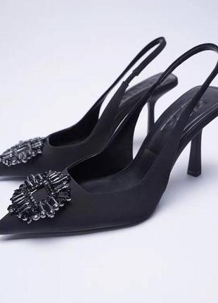 Чёрные женские босоножки зара, туфли на каблуку, босоніжки