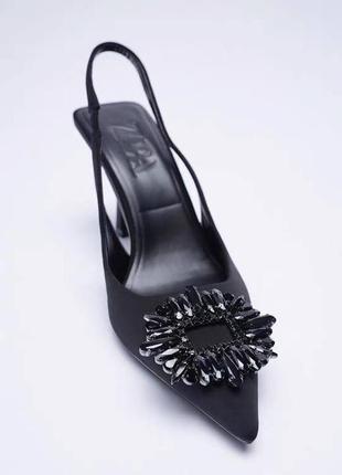 Чёрные женские босоножки зара, туфли на каблуку, босоніжки2 фото