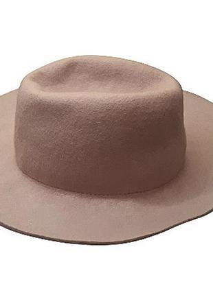 Шляпка с мягкими полями шерсть 100%, элегантная женская бежевая шерстяная шляпка федора7 фото