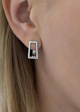 Серебряные серьги, геометрия, минимализм, родовое серебро, 925