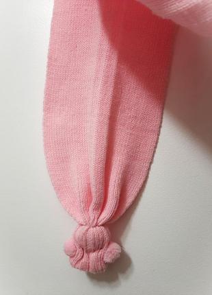 Красивый розовый шарфик тёплый мягкий с помпончиками на девочку6 фото