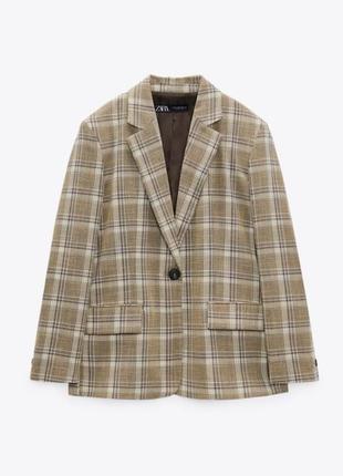 Zara брючный костюм в клетку в мужском стиле оверсайз, маскулинный пиджак и брюки