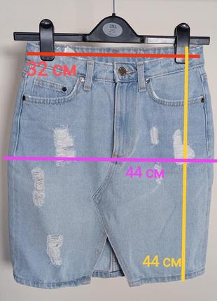 Джинсовая юбка h&amp;m xs s мини юбки с необработанным краем